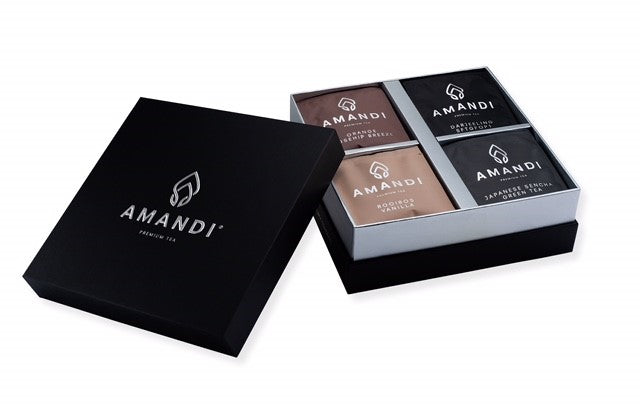 Geschenkbox in schwarz 32 Sachets Amandi ® Premium Tee