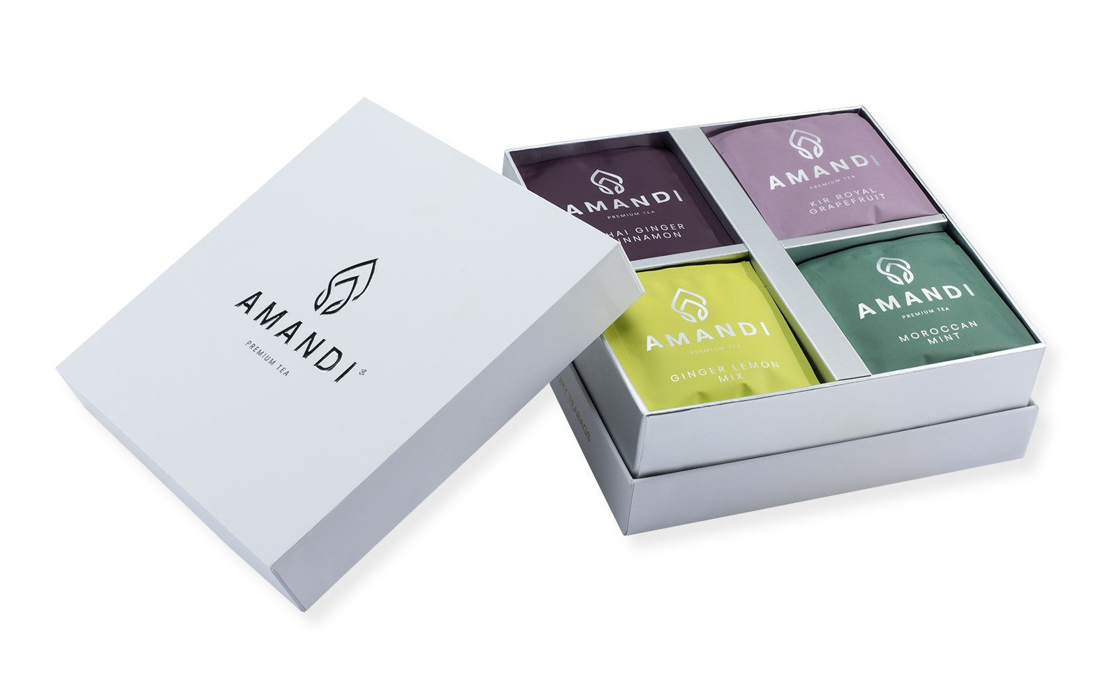 Geschenkbox in weiss 32 Sachets Amandi ® Premium Tee